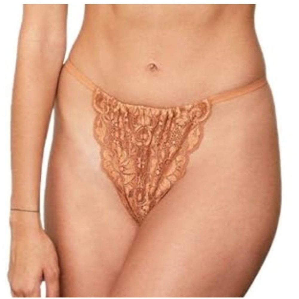 Free People x WE ARE HAH Chase Me Down Panty L Brown Sugar Lace Adustable NWT